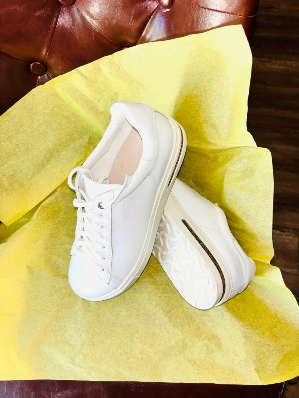 New Birkenstock BEND White Leather & Cork Sneakers Paid $165.00 40 (9-9.5 Wmn) - Picture 8 of 16